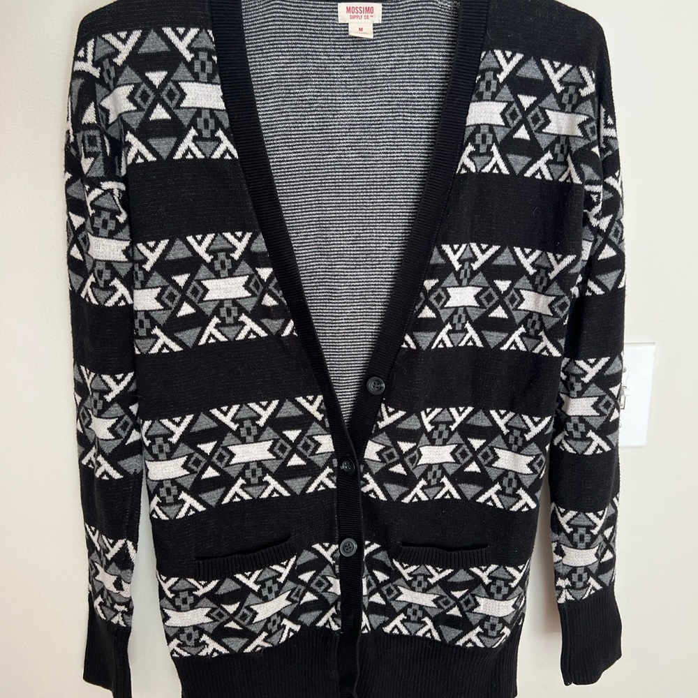 Black & White Actec Tribal Print Cardigan